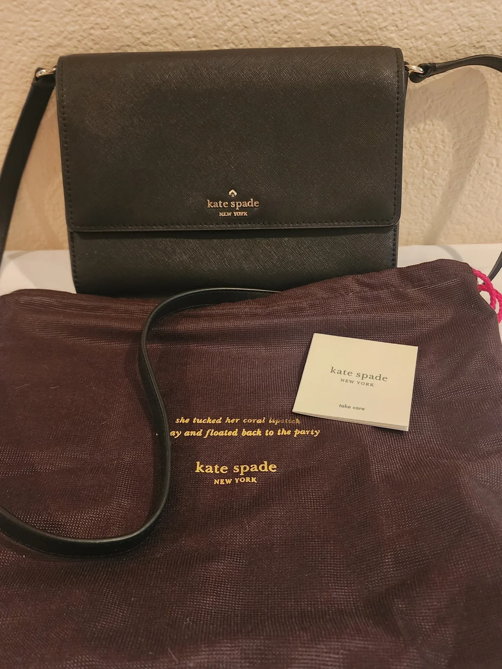 Kate Spade Cove Street Dody Saffiano Leather Flap Crossbody Bag - Black